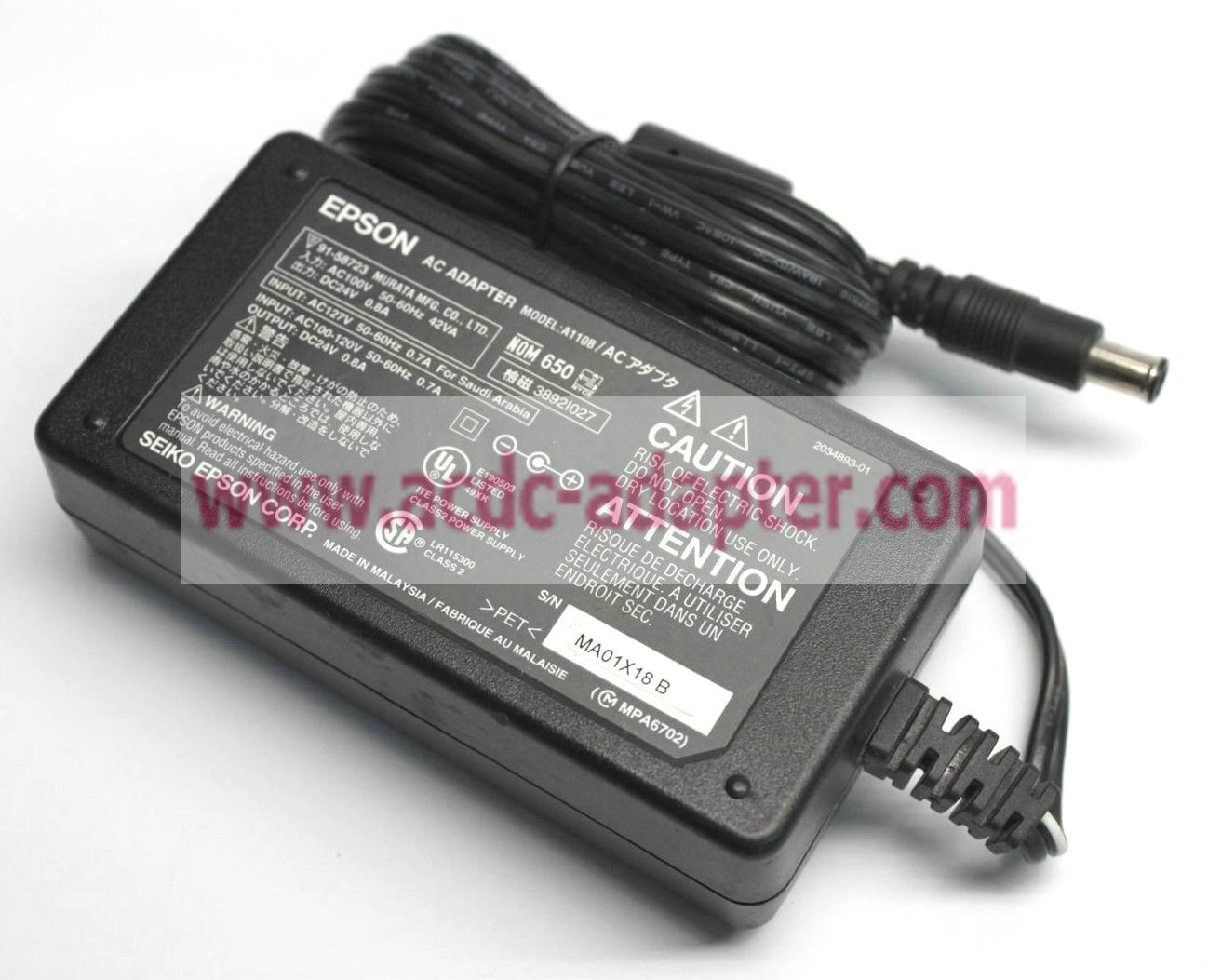 New Genuine Epson A110B A171B Printer Scanner AC Adapter DC24V 0.8A Power Supply